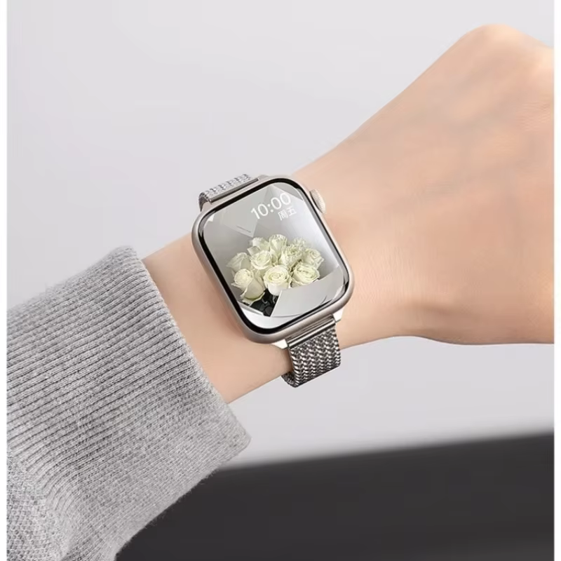 Bracelet magnétique en métal mince de luxe pour IWatch 9 8 7 SE 6