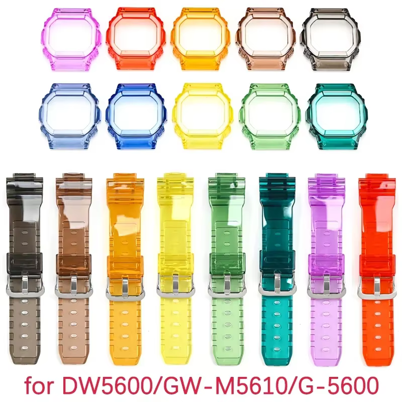 Lunette de bracelet en caoutchouc Transparent pour Casio G-SHOCK G-5600 DW5600 GW-M5610 TPU Sport étanche remplacer
