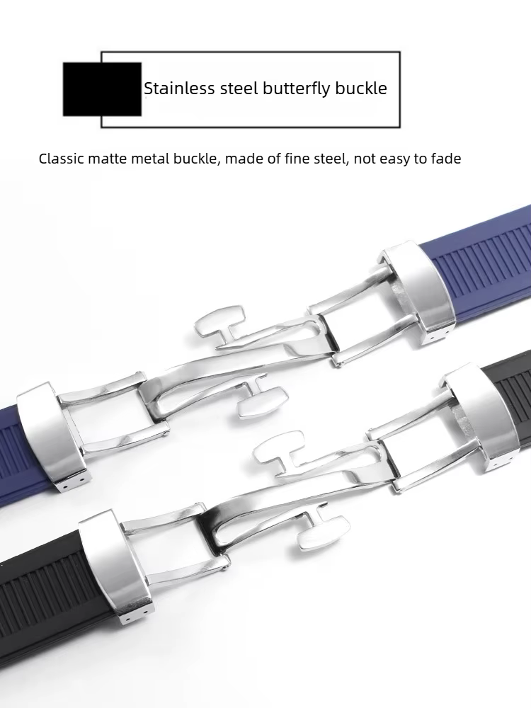 Bracelet de montre en caoutchouc silicone étanche à rainures
