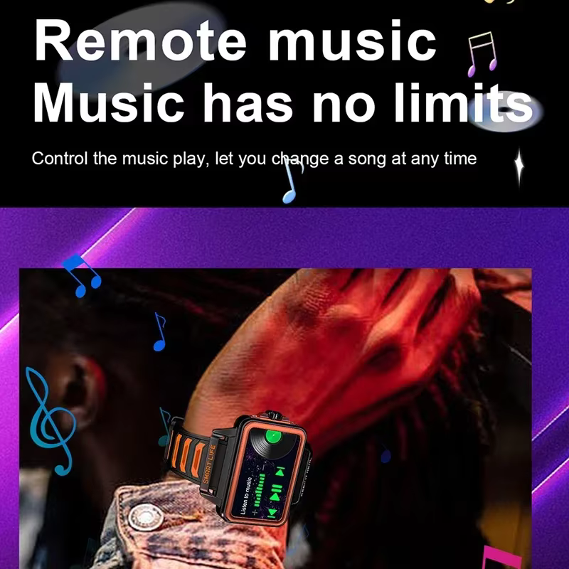 Hip Hop mode personnalité montre intelligente 1.57 pouces HD écran 24h continu fréquence cardiaque moniteur de sommeil jeu étanche Smartwatch