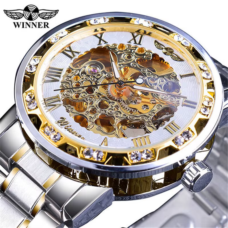 Seton-Montre mécanique en acier pour homme