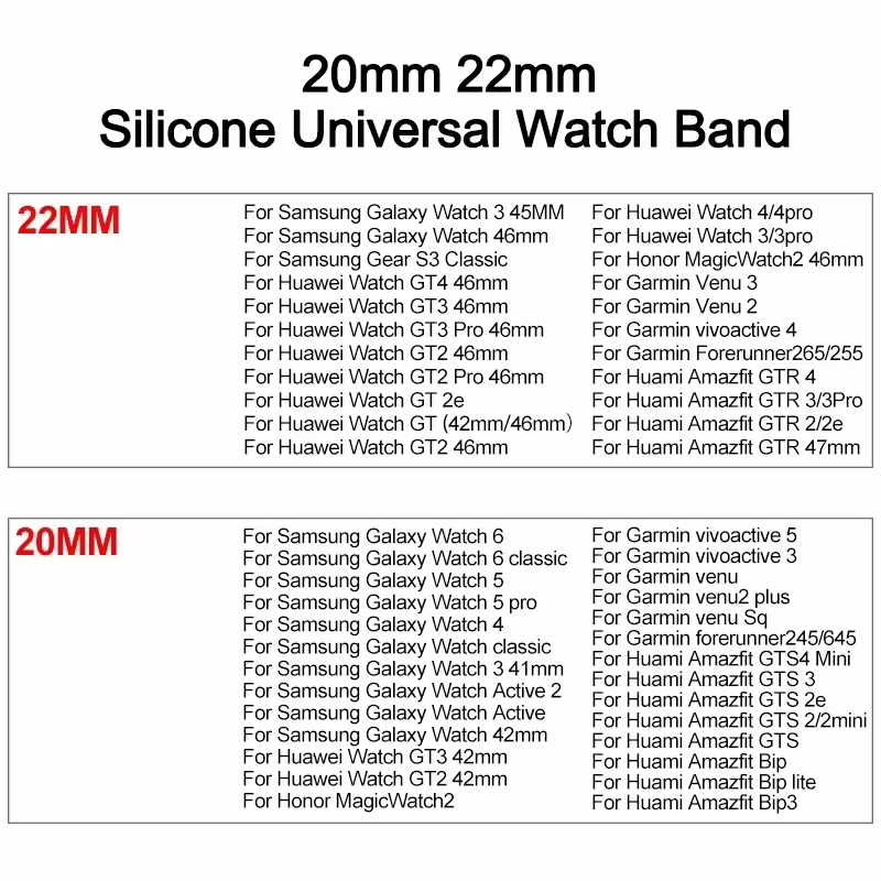 Bracelet de montre magnétique sport 20mm 22mm pour Samsung Galaxy Watch 6/4/5 Pro/Gear S3/Active 2/Classic et Huawei GT 2 2e 3