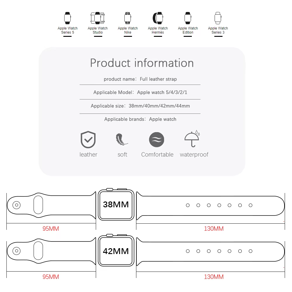 Bracelet de montre en cuir Compatible avec Apple série 3/4/6 SE 7 8 Ultra 44mm 45mm 41mm 40mm 49mm 42 38mm iWatch Correa