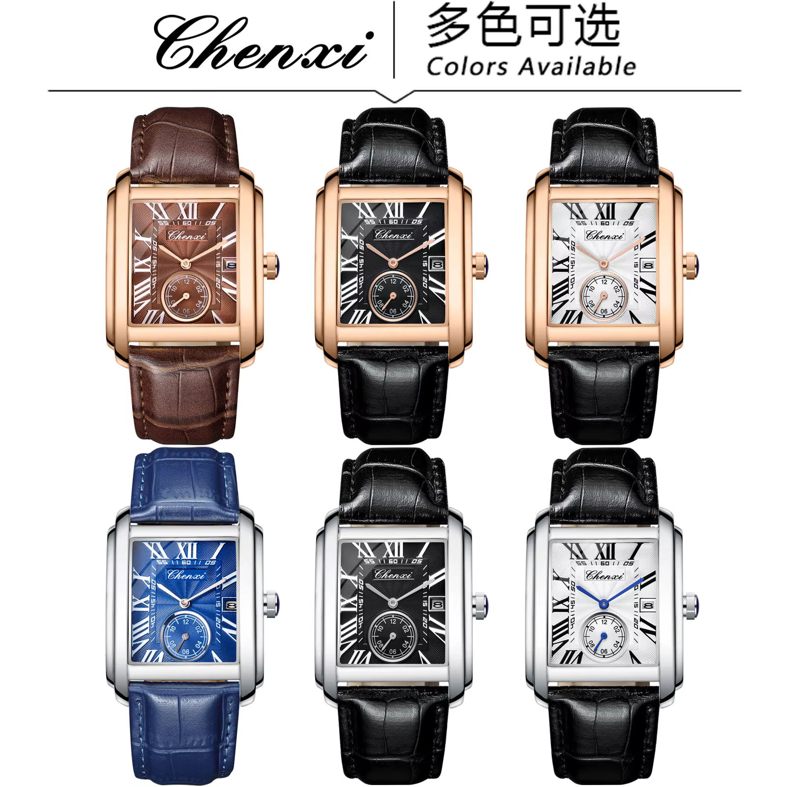 Chenxi-Montre de dehors Rectangulaire en Cuir group pour Homme
