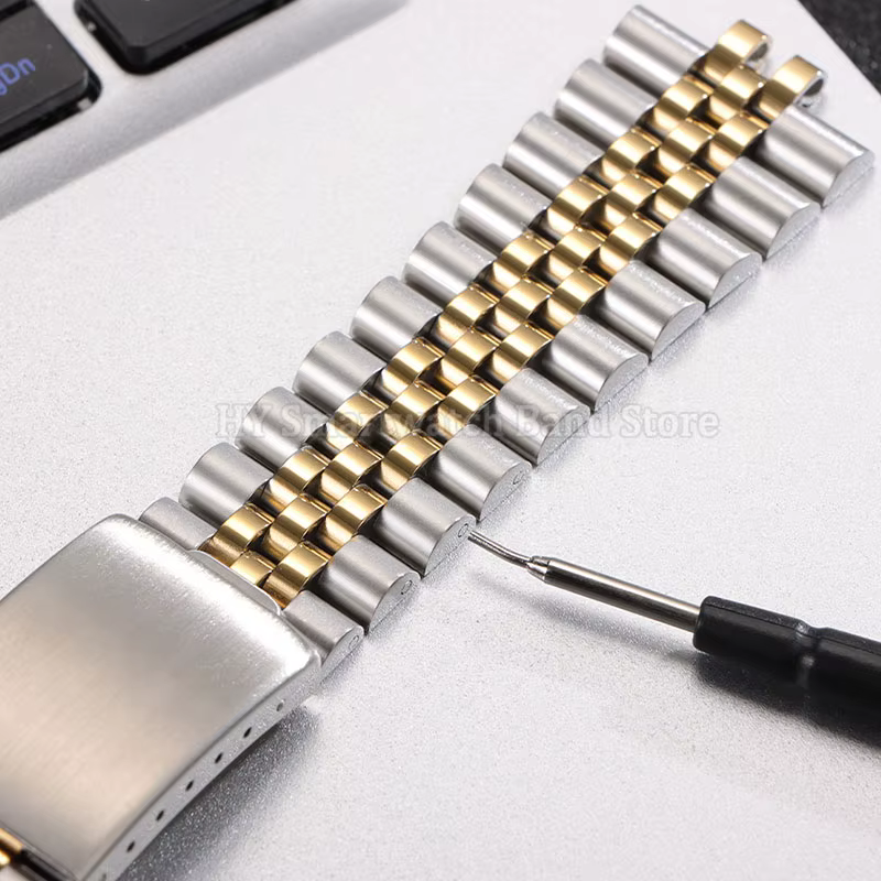 Bracelet de montre en métal à extrémité incurvée, 13/17/18/2/21/22mm, pour Rolex DATEJUST, boucle pliable en acier inoxydable solide pour Bracelet de luxe jubilé