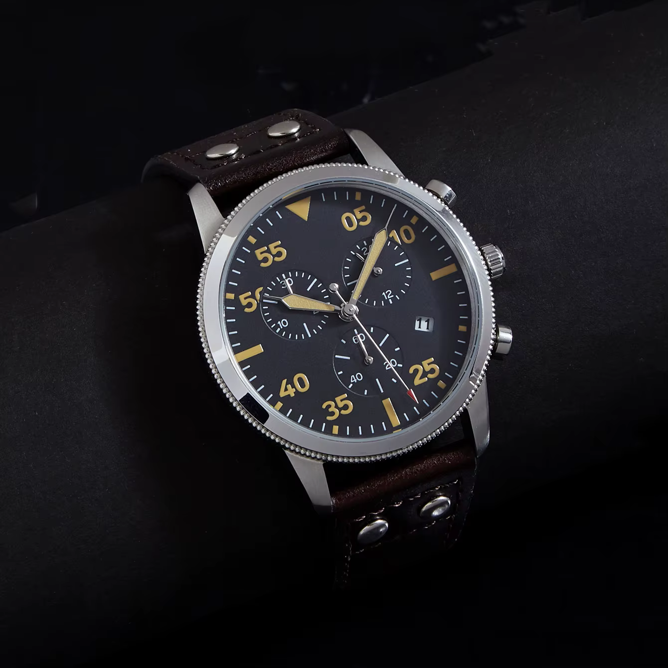 Montre Pilote Vintage Chronographe Mouvement Japonais JS05