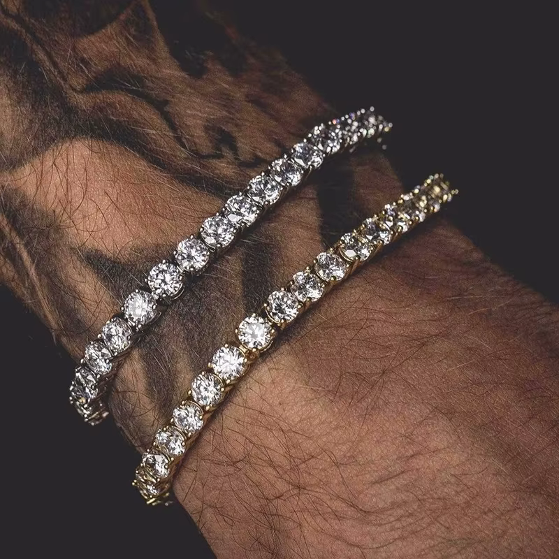 Bracelet de Tennis hip hop en zircone cubique pour hommes