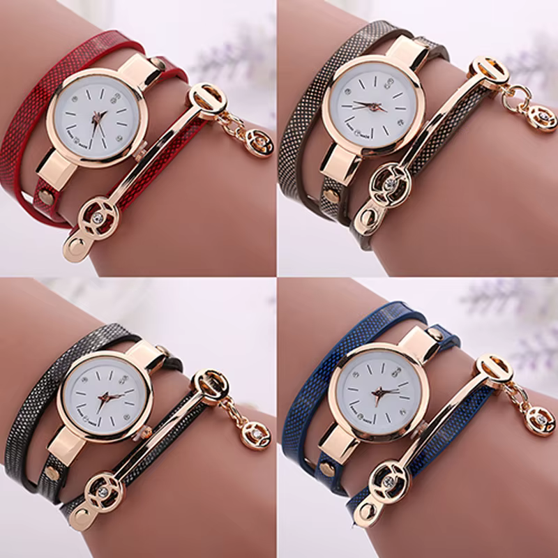 Montre-bracelet en similicuir pour femme