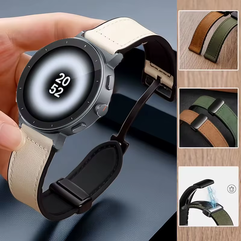 Bracelet magnétique en cuir et Silicone de 22mm