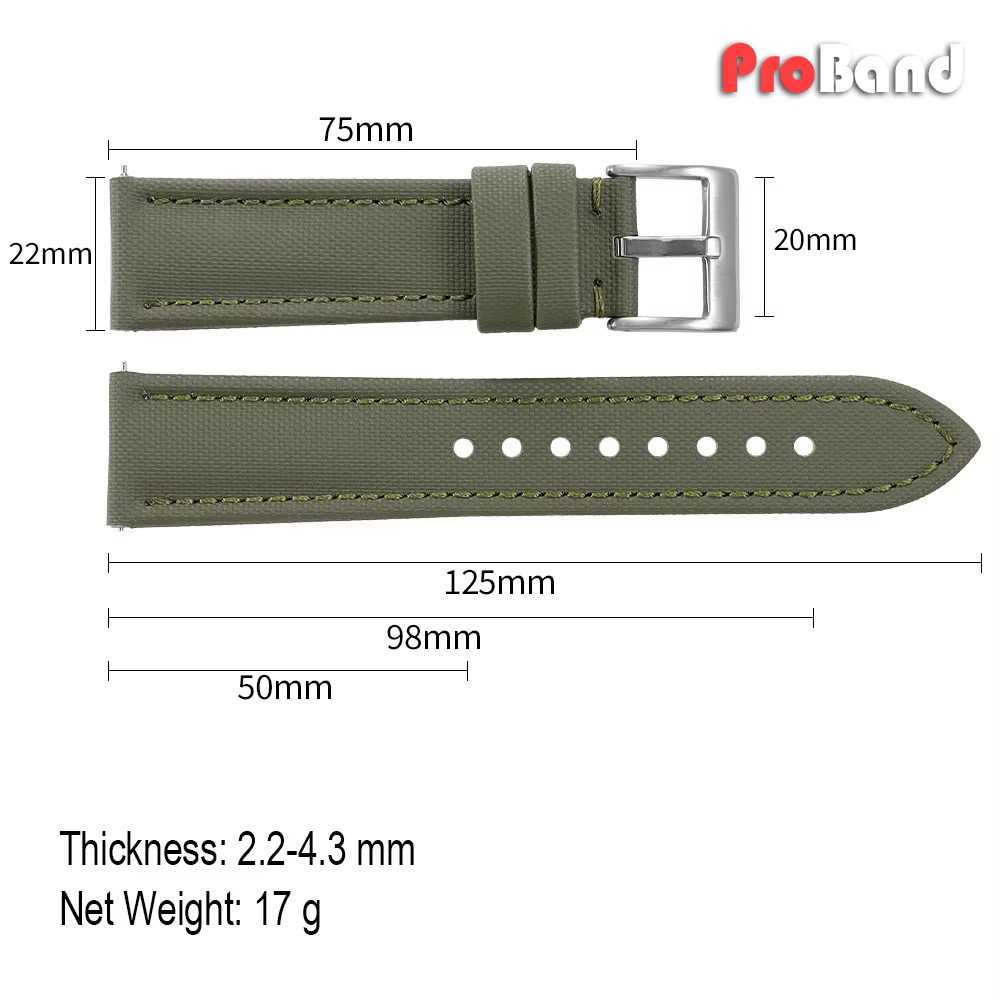 Bracelet de montre en toile de voile premium pour Blancpain et Seiko