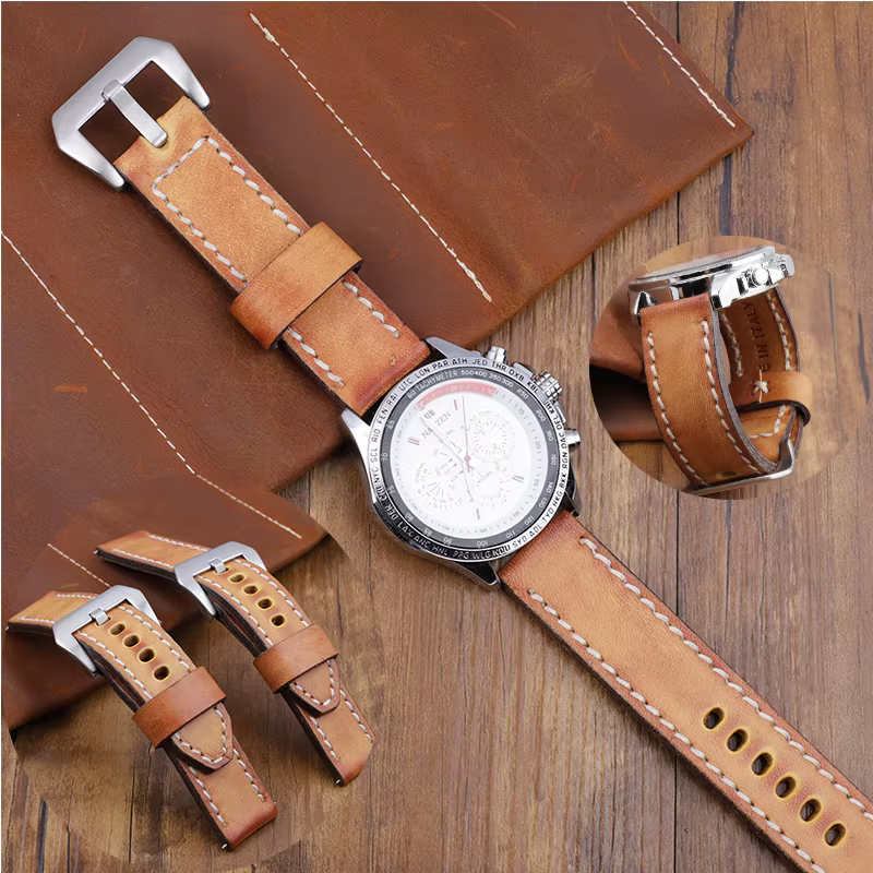 Bracelet de montre en cuir véritable pour Panerai