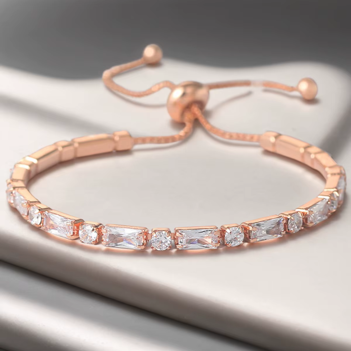 ChimSimple-Bracelet de Tennis en Or Rose pour Femme, Bijoux Ajustables Faits à la Main, Cadeau de Mariage, Kpop Zcomprend, H028
