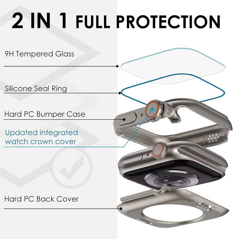 Changer vers Ultra protecteur d'écran en verre + étui pour Apple Watch 11 10 9 8 7 45mm 41mm 44mm 40mm IWatch S10 42mm 46mm couverture rigide PC