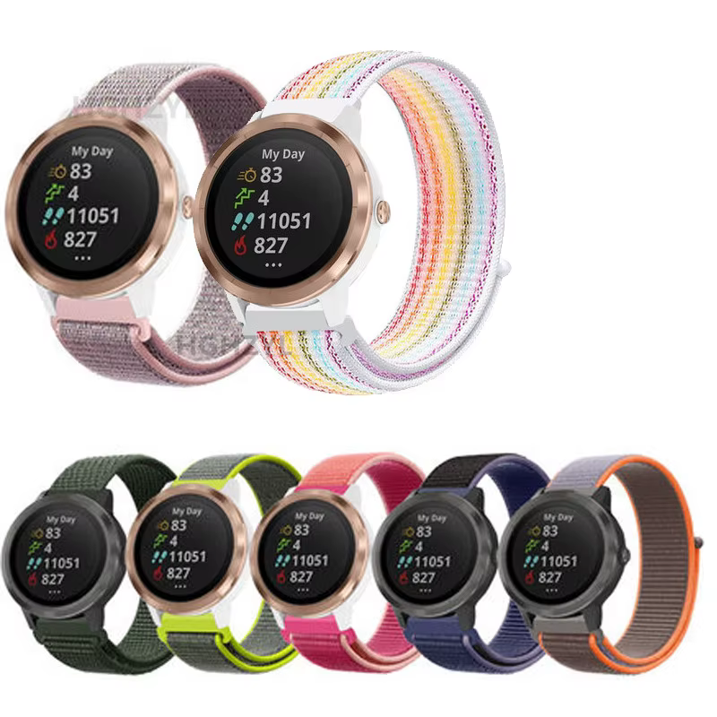 Bracelet à boucle en Nylon pour Garmin Venu 3 2 2s Sq Forerunner 245 55
