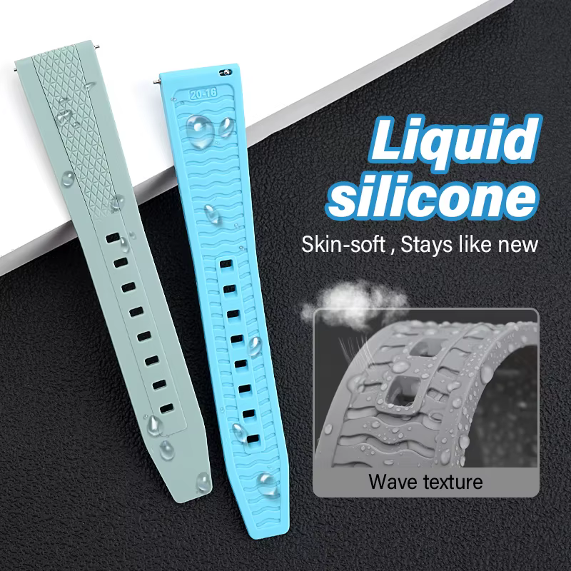 Nouveau bracelet de montre en silicone liquide 20/22 mm universel à libération rapide