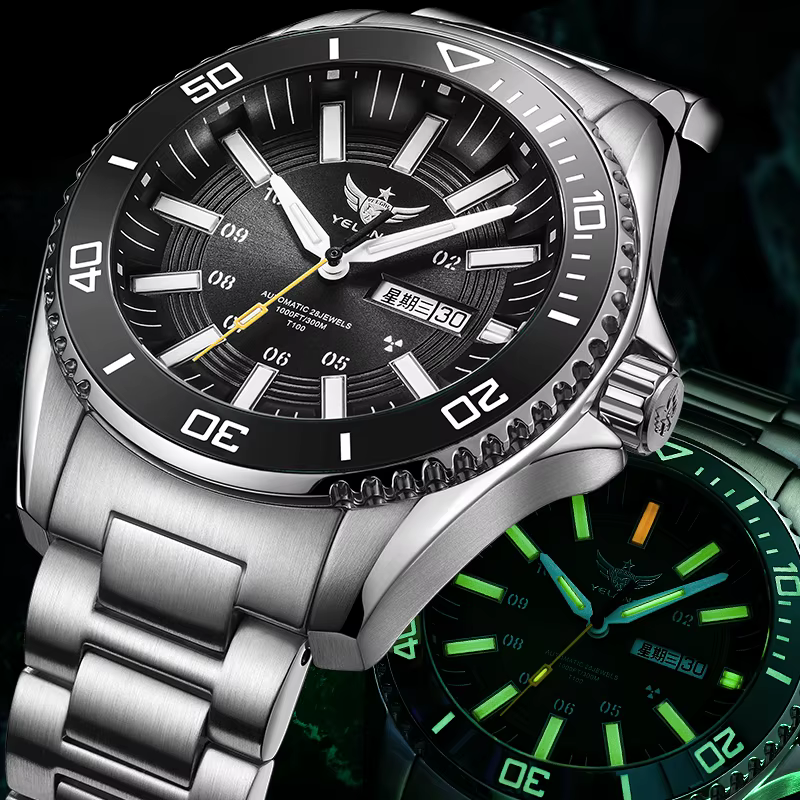 YELANG – montre militaire pour homme, accessoire de Sport, de plongée, de luxe, automatique, mécanique, saphir lumineux, étanche à 300M, 44MM
