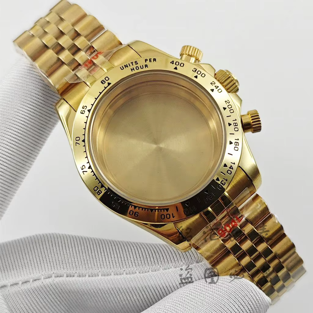 Boîtier de montre VK63 40 mm en or avec bracelet Jubilee et verre saphir pour homme
