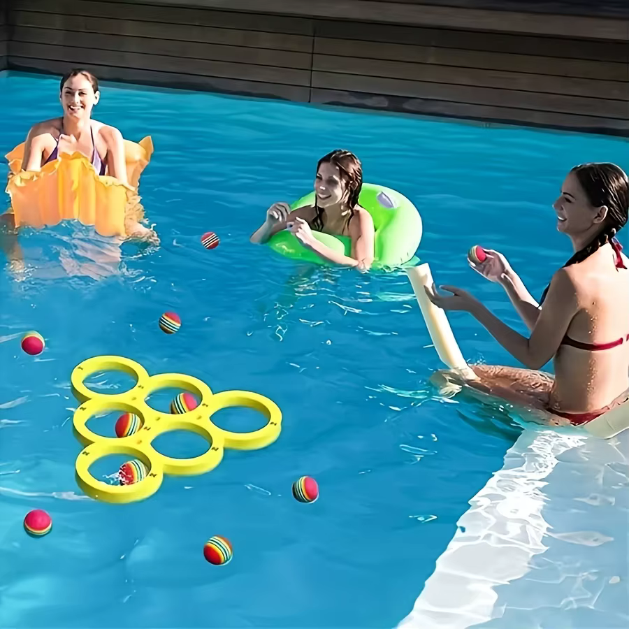 Ensemble de jeu de lancer de piscine, jouets de piscine flottants pour Sports aquatiques en famille, tapis de jeu d'eau de jeu de lancer