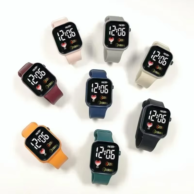 LED montre électronique C002 arc-en-ciel carré étanche numérique Sports de plein air étudiants