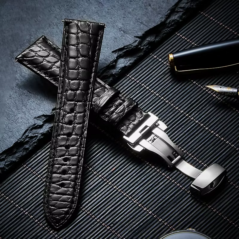Bracelet de montre en cuir de crocodile pour Rolex SEIKO Citizen CARTIER Tank CLÉ