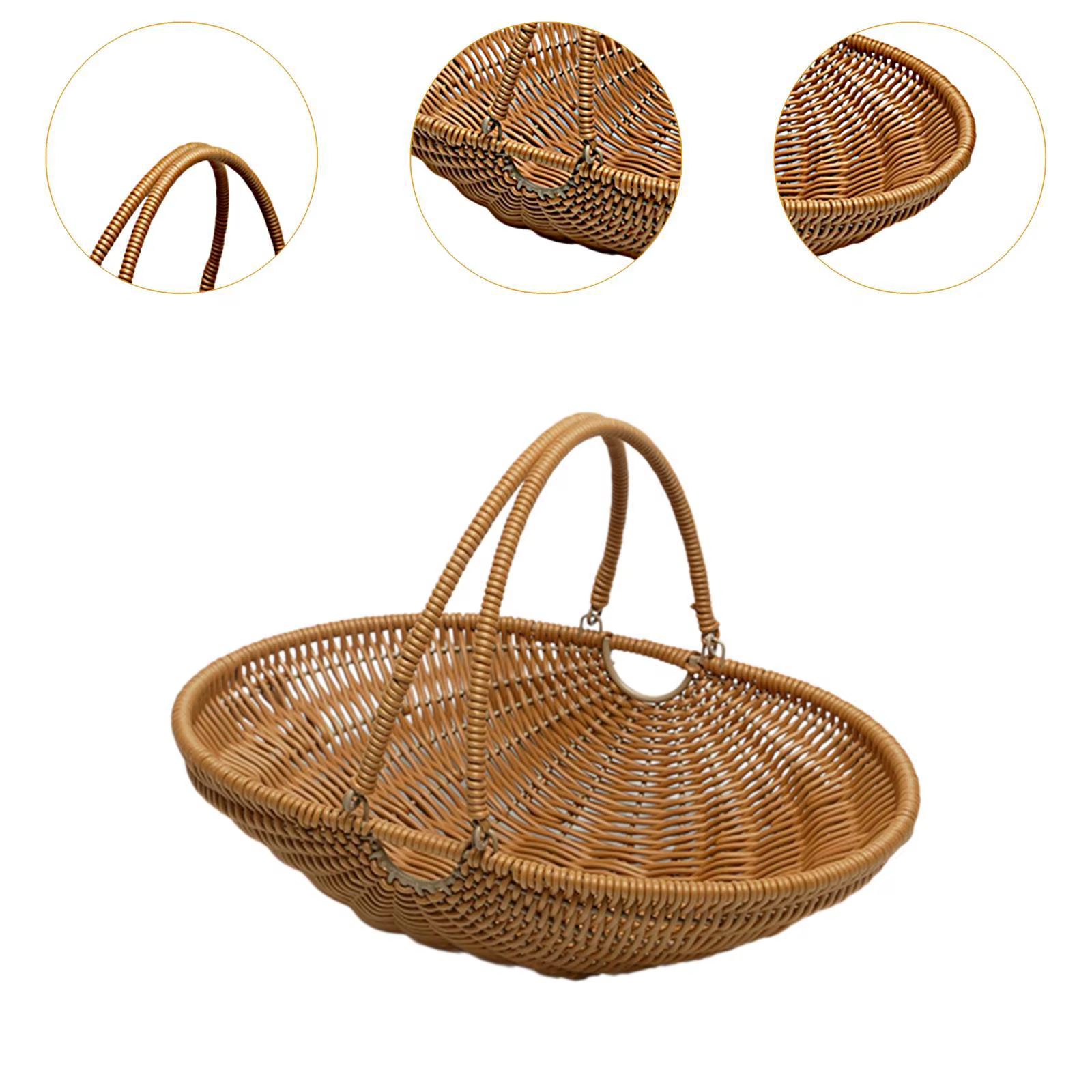 Panier de rangement pour pique-nique en matériau PP avec poignée pliable pour articles alimentaires et petits objets