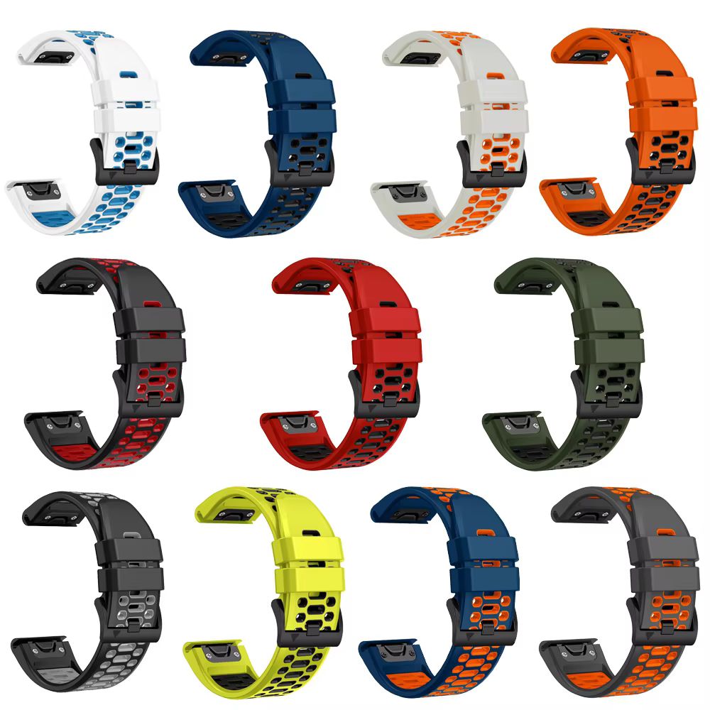 22mm 26mm Sport Bracelet en Silicone respirant pour Garmin Fenix 7X 7 Pro 6X 6 5 5X Plus/Epix 2 47mm 51mm Bracelets de