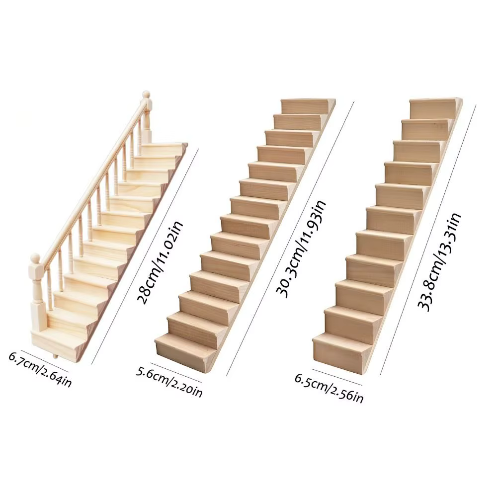 Faire semblant jouer 1:12 meubles de maison de poupée accoudoir Miniature Mini escalier modèle bois escalier garde-corps escaliers avec main courante
