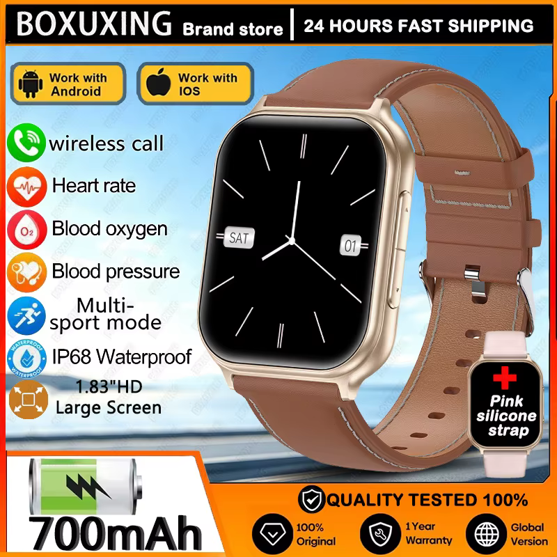 Nouvelle Montre Connectée 2026 avec Appel Vocal, Écran Ultra de 1,83 Pouces, Moniteur de Santé 24h/24, Plus de 100 Modes Sportifs, Appel Bluetooth 700 mAh, pour Hommes et Femmes