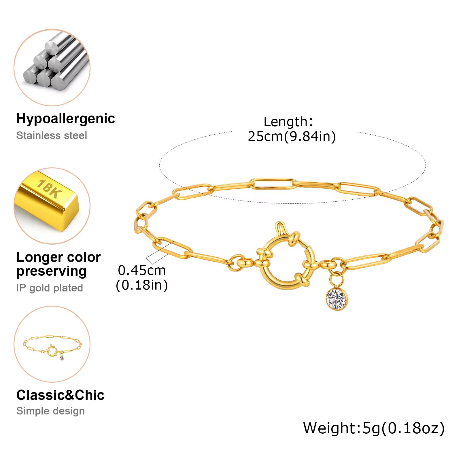 Bracelet de cheville en couches plaqué or pour femmes, trombone étanche Figaro, chaîne de pied à maillons cubains, bracelets de cheville empilables de plage