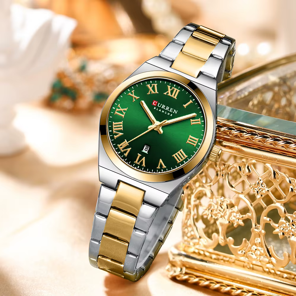 Montres de luxe en acier inoxydable pour femmes avec date