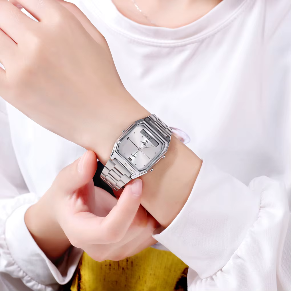 SKMEI mode 3 temps Chrono montre-bracelet électronique numérique pour hommes femmes Double affichage étanche Sport