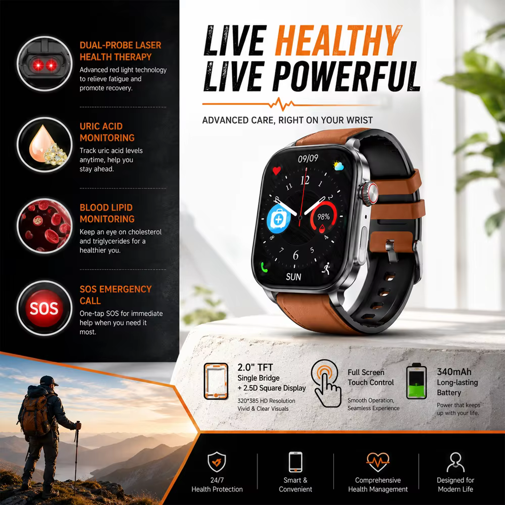 Montre connectée ECG pour homme 2026 améliorée