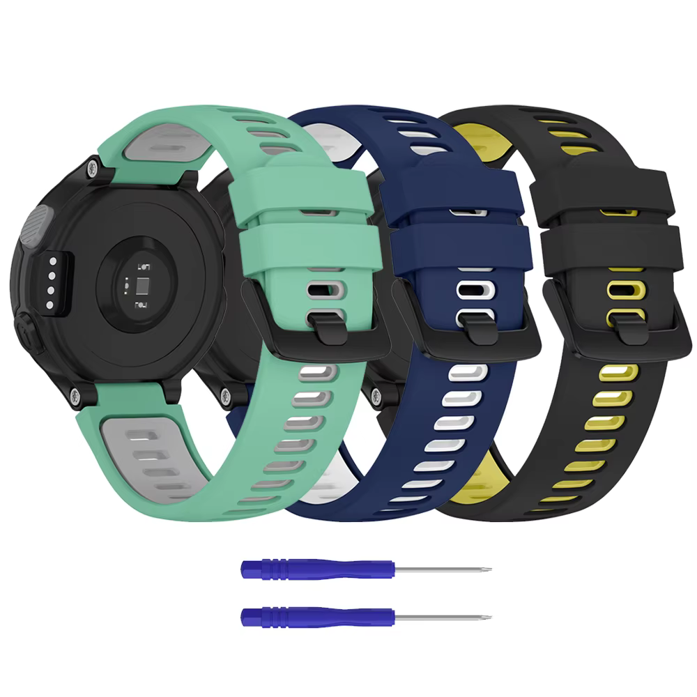 Bracelet en Silicone Double couleur pour Garmin Forerunner 235 220 620 630 735 735XT