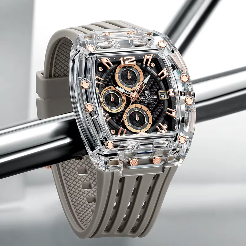 Nouveau NAVIFORCE hommes montres multifonctions à Quartz mode sport chronographe 5ATM étanche bracelet en Silicone décontracté homme montre-bracelet
