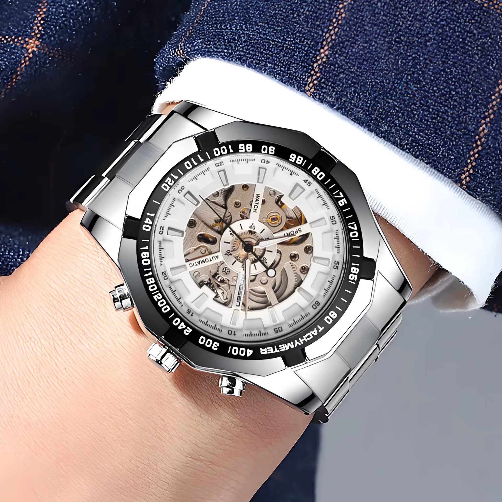 Montre automatique squelette pour homme BINBOND