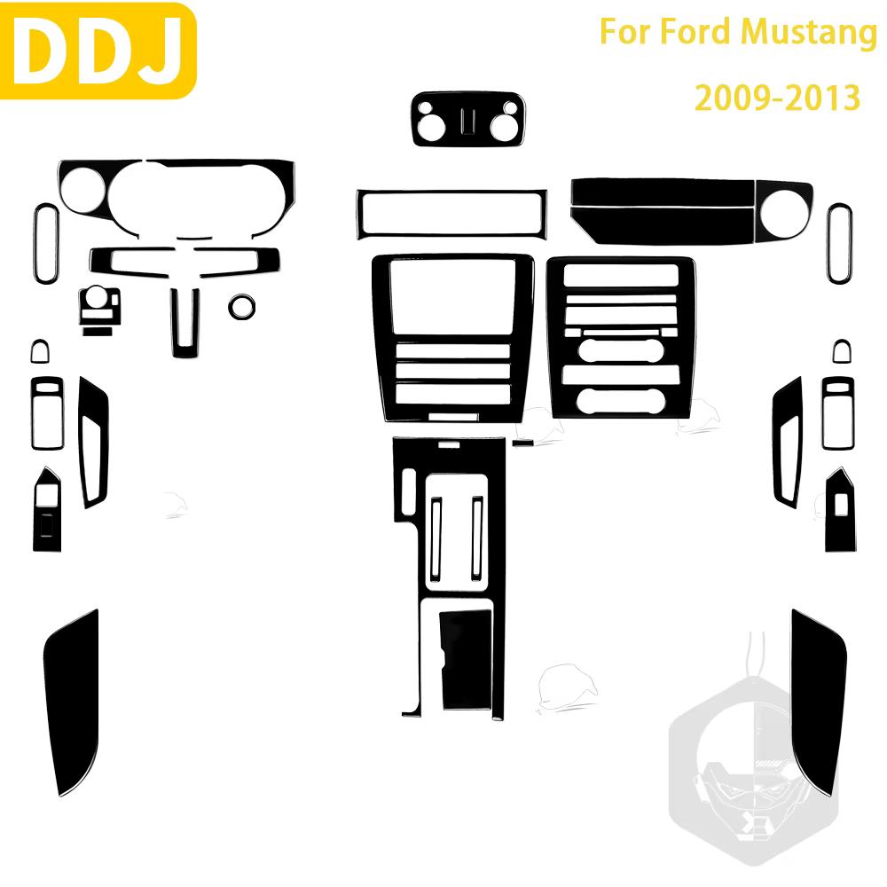 Panneau de porte intérieur en plastique noir pour Ford Mustang, porte-engrenage, porte-gobelet, sortie d'air, garniture, autocollant, décoration, accessoires de voiture, 2009-2013