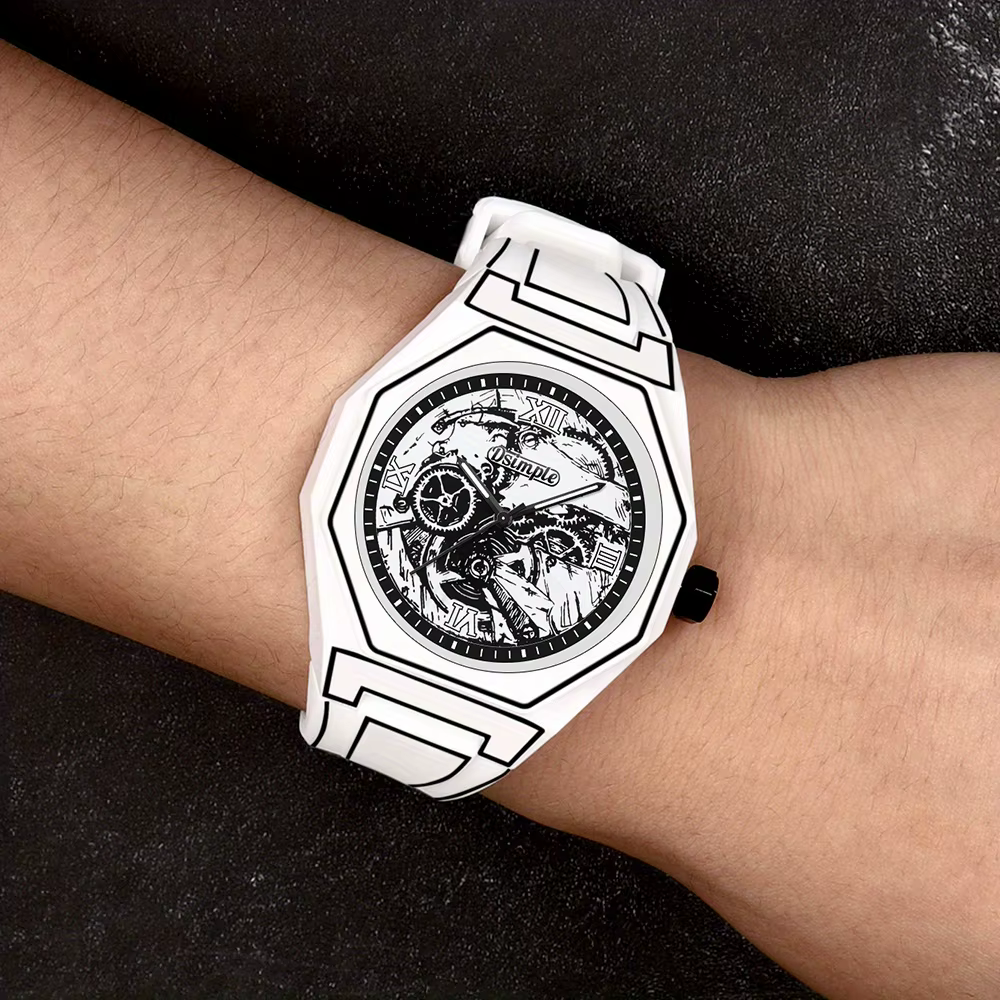 Montre à quartz élégante pour hommes - Bracelet en silicone