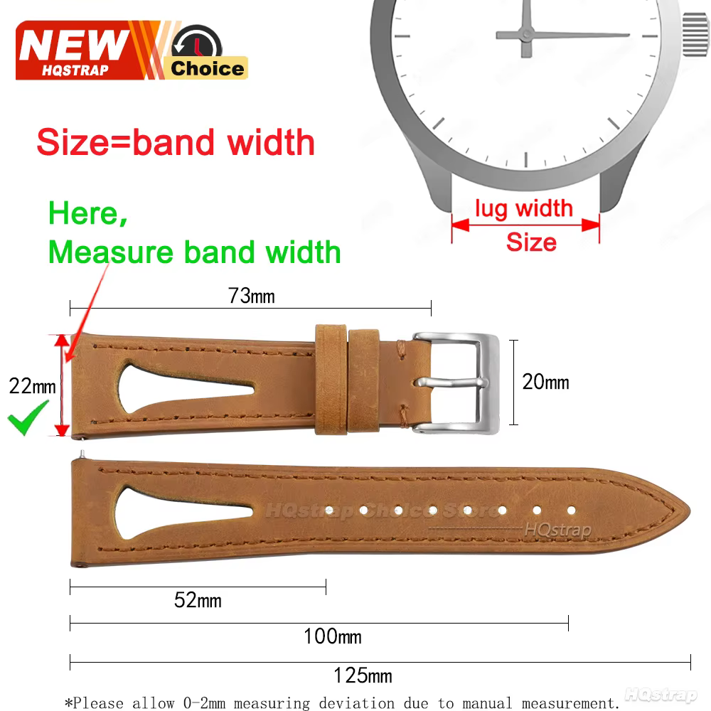 Bracelet de montre en cuir souple respirant avec trous