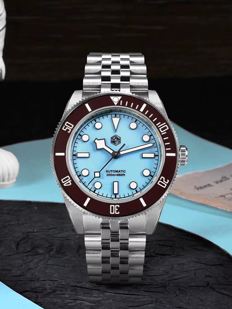 San Martin 40mm NH35 montre pour hommes plongée mécanique montre-Bracelet 5 maillons Bracelet lunette en céramique étanche 20Bar BGW-9 Reloj SN0128