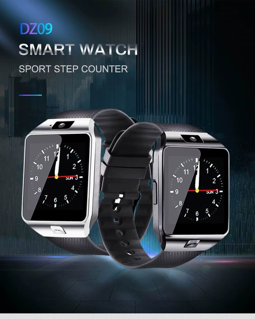 Hommes femmes plein écran tactile montre intelligente Sport étanche podomètre Smartwatch avec carte Sim