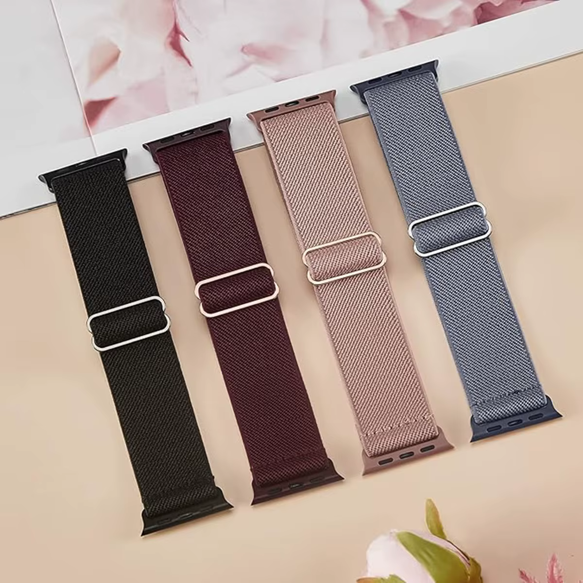 Paquet de 4 boucles élastiques pour bracelet de montre Apple 45mm 44mm 42mm 49mm 38mm 40mm 41mm