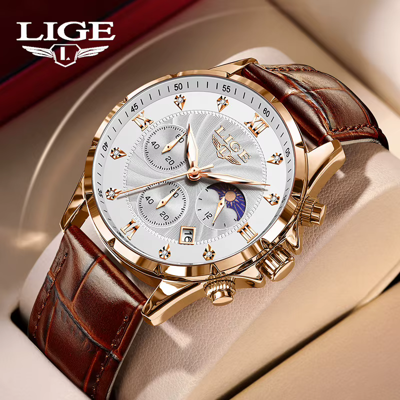 LIGE décontracté hommes montres homme d'affaires montre de luxe lumineux chronographe Date étanche montre-bracelet