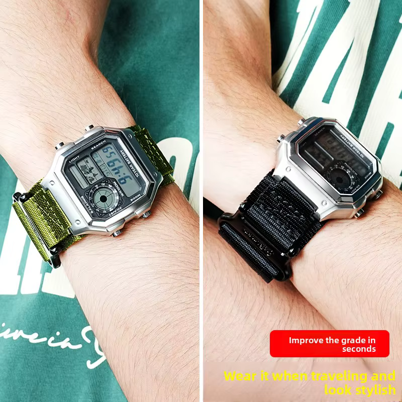 Bracelet en toile de Nylon de conception de boucle AE1200 pour montres Casio A158W/A168/W-216H/F-91/AE1300/1500/AE-1200