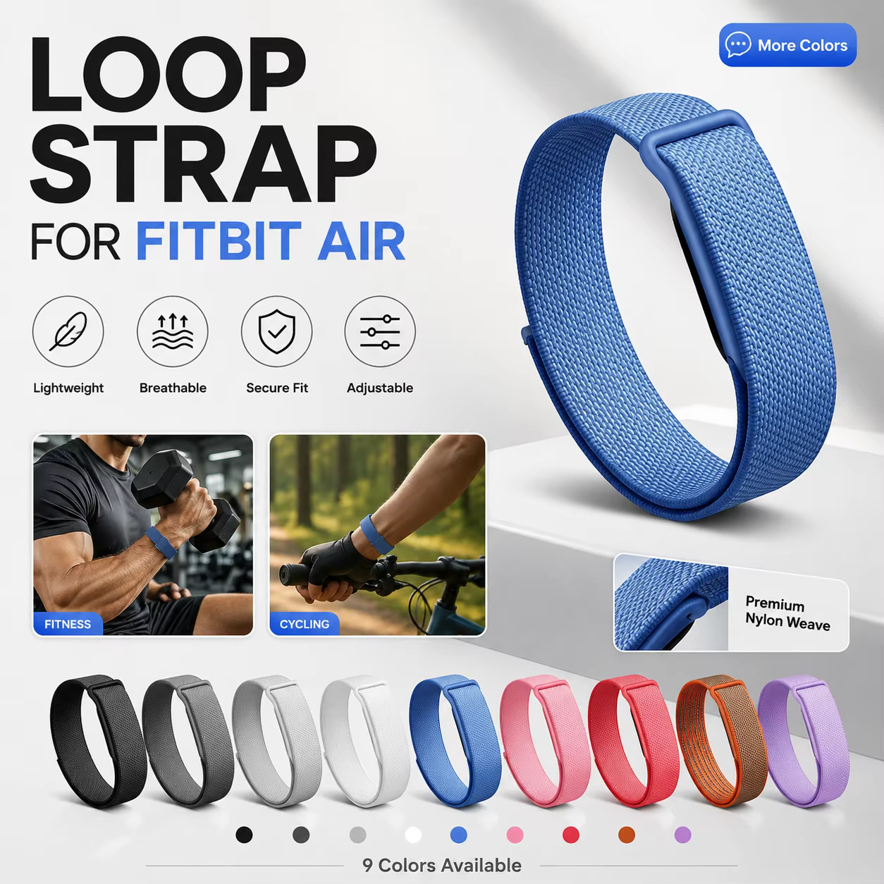 Bracelet de sport en nylon élastique réglable pour Google Fitbit Air