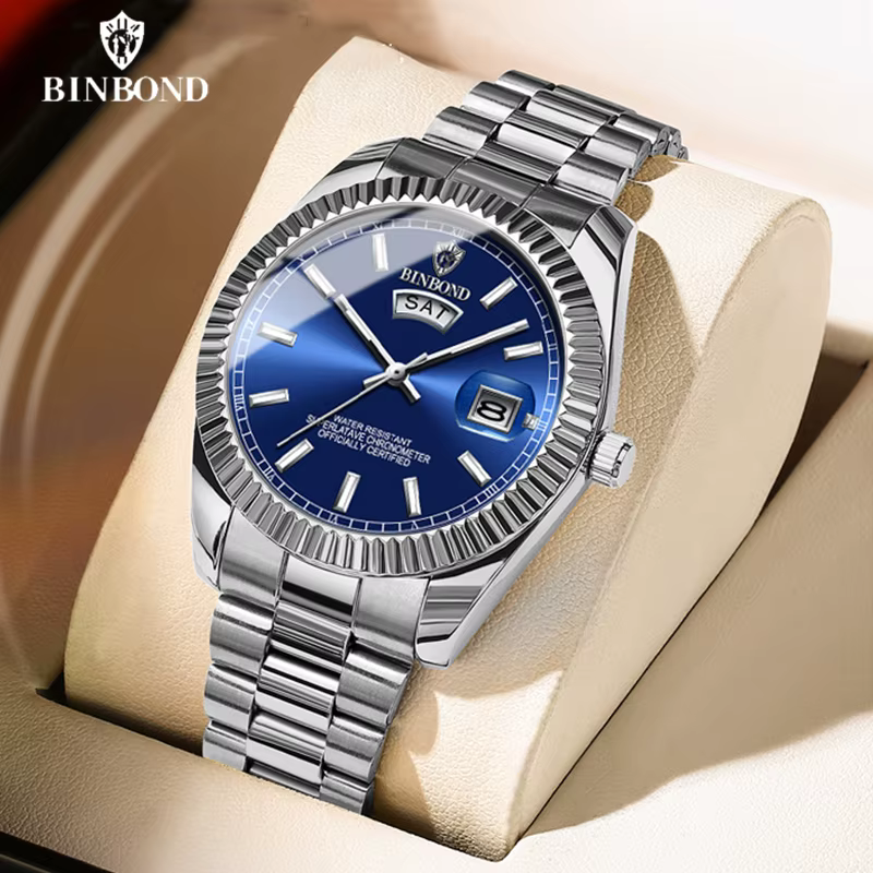 BINBOND B7012 hommes mode affaires sport montre à Quartz 30M étanche lumineux classique calendrier horloge créative