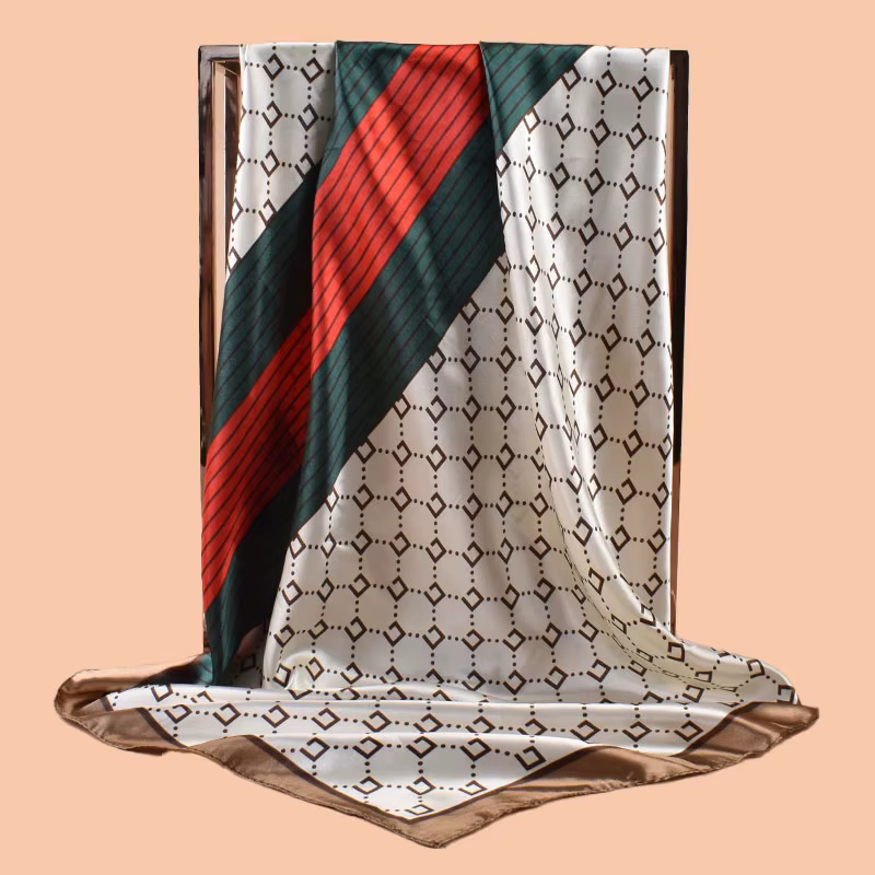 Foulard carré en Satin pour femmes, accessoire de plage d'été, à la mode, 90x90 pouces, multi-usage, serviette pour cheveux polyvalente, 1 pièce