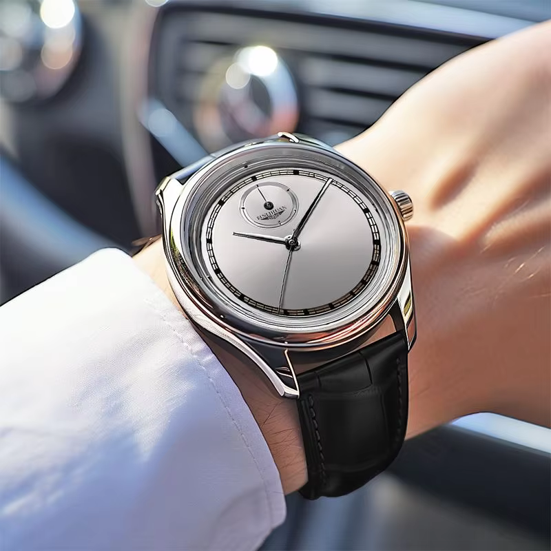 2025 nouvelle mode hommes d'affaires en cuir noir étanche montres à Quartz analogique montre-bracelet cadeau d'anniversaire