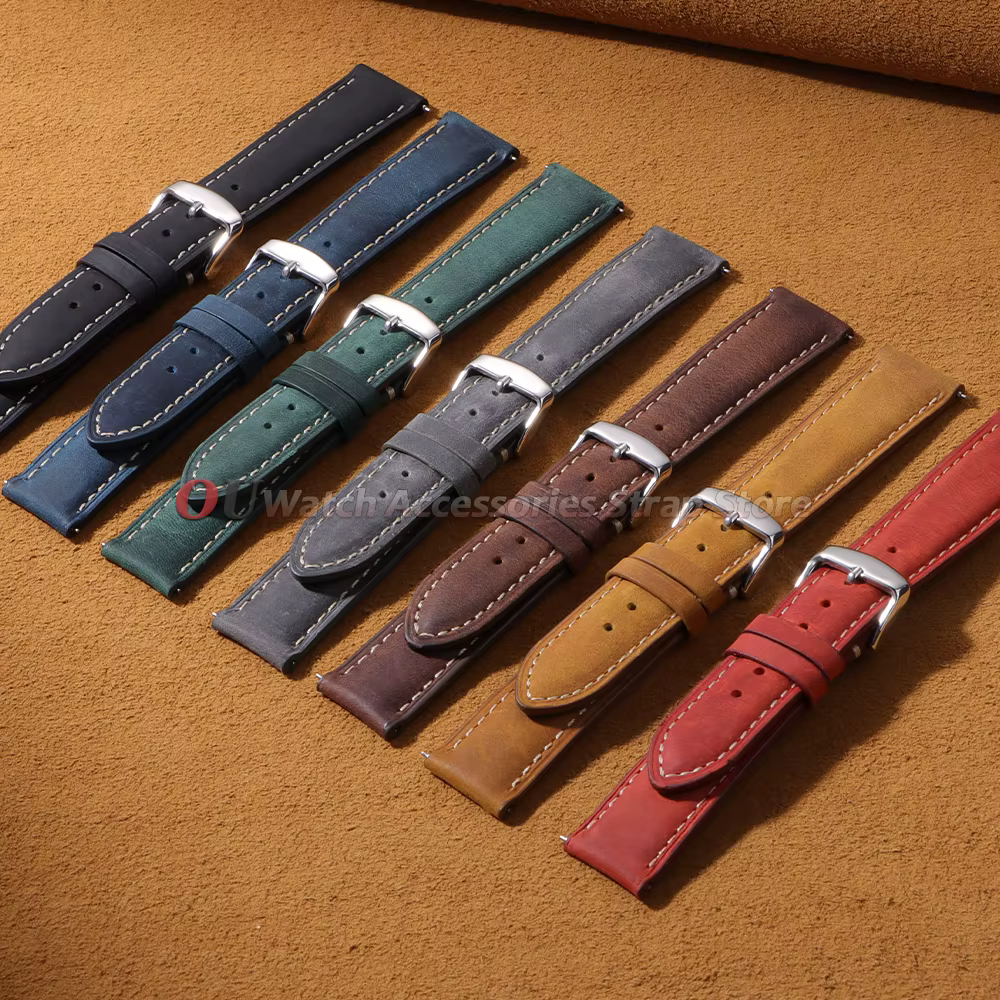 Bracelet de montre en cuir vintage 14mm 16mm 18mm 20mm 22mm 24mm pour Seiko