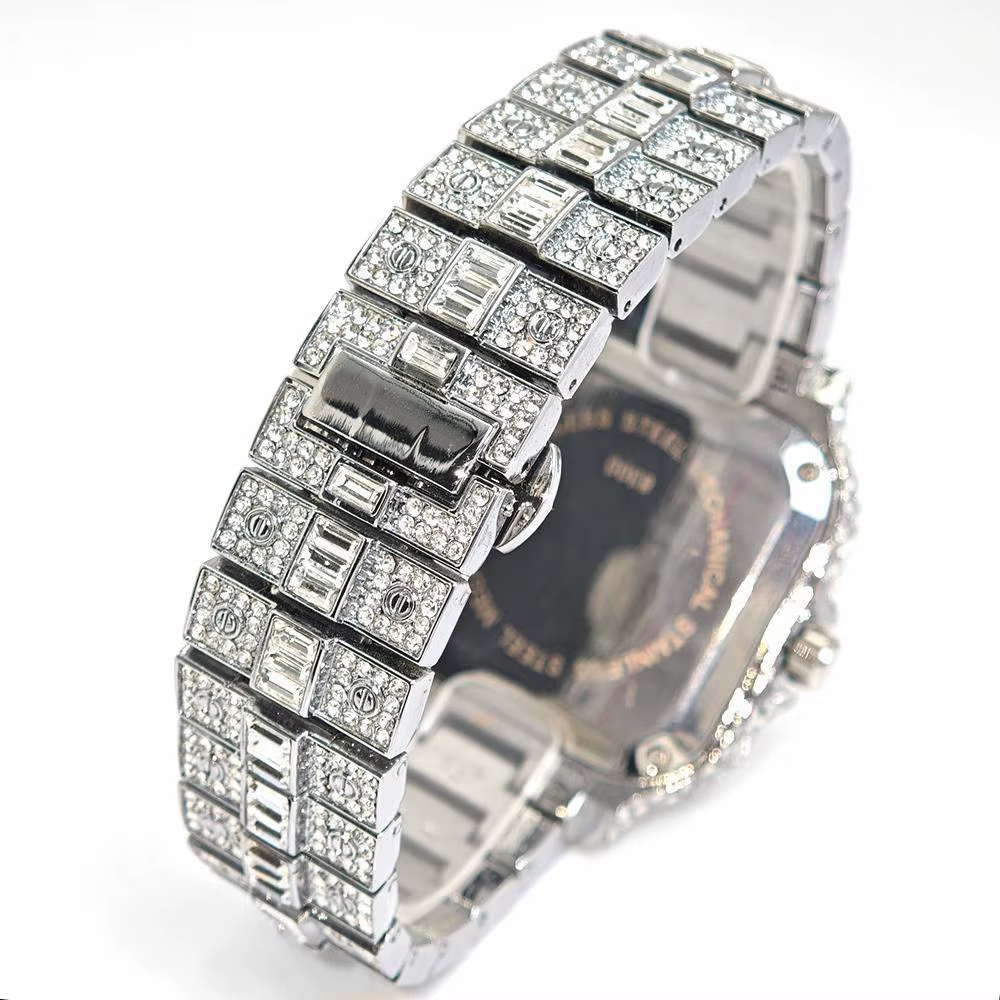 UNIGUET montre carrée pour hommes mode glacé montres à Quartz homme Hip Hop diamant bijoux montre-bracelet Rock garçon Reloj Hombre