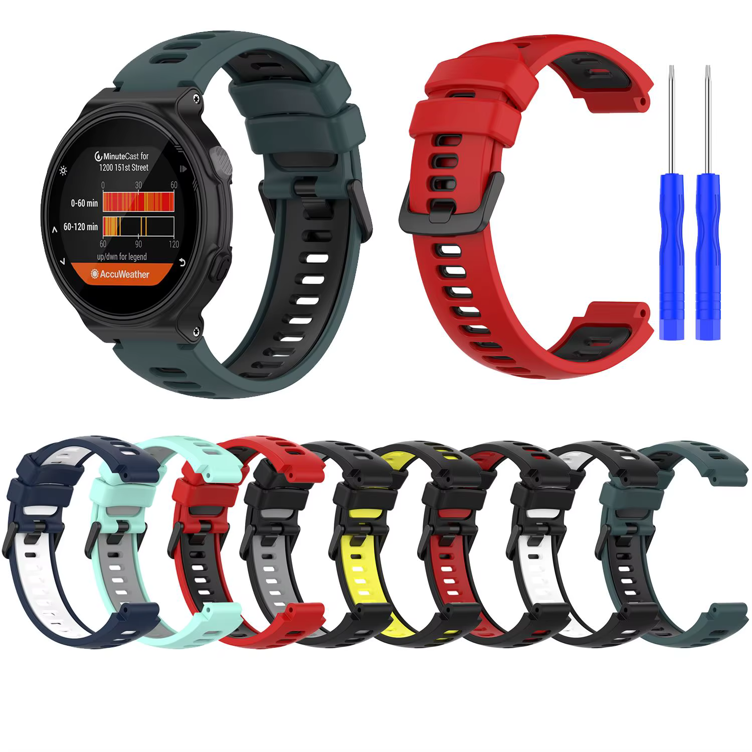 Bracelet de montre de Sport en Silicone pour Garmin Forerunner 220 230 235 620 630 735